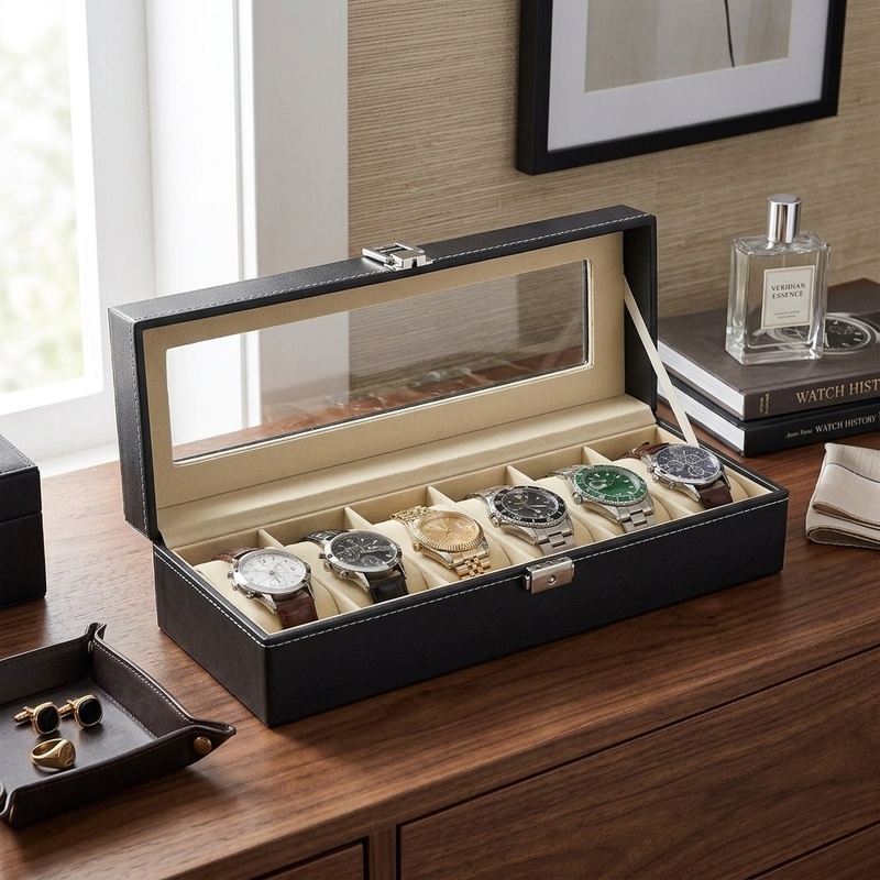 Men Accessories Organiser - Коробка для часов из искусственной кожи