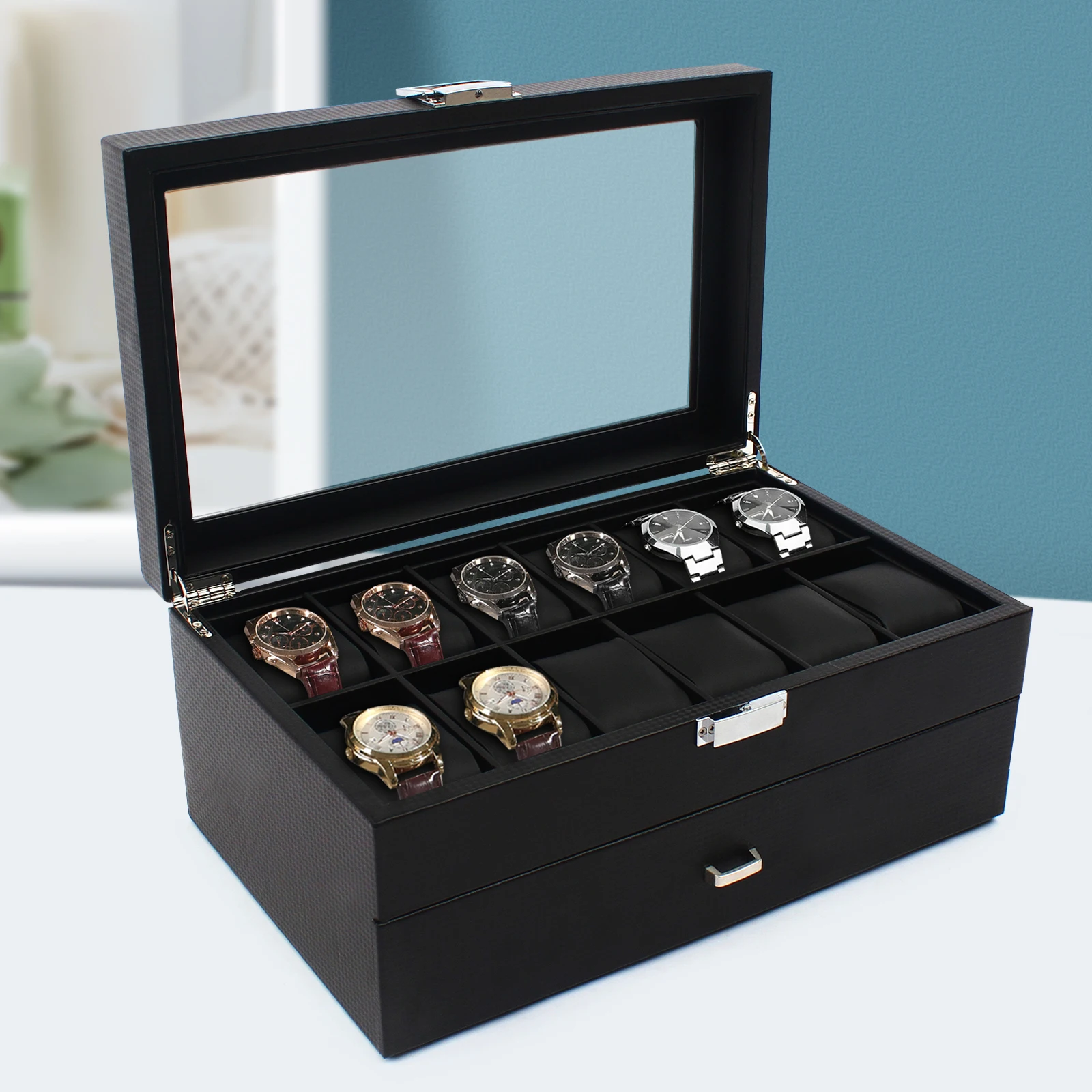 Men Accessories Organiser - НОВЫЙ 2-слойный 24-слойный ящик для часов,