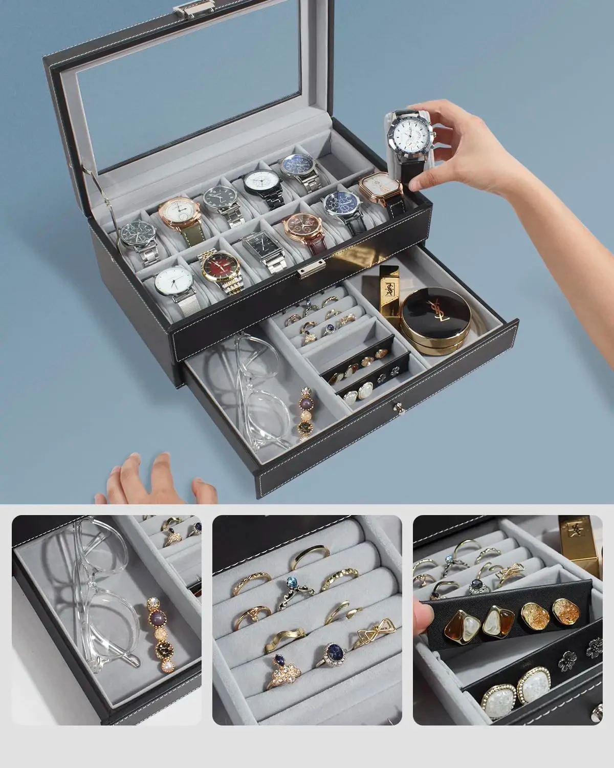 Новые 12-слотовые кожаные запи – обзор и цена Men Accessories Organiser